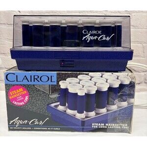 Clairol Aqua Curl Steam Hairsetter Wax Core Velvet Rollers No Pins K-40 -Working